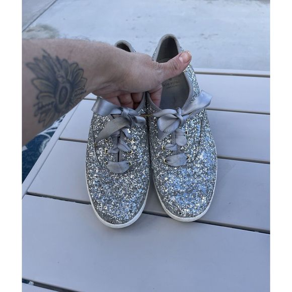 Keds For Kate Spade New York Glitter Sneakers  - Size 7 - Silver/ Gray - Picture 4 of 11